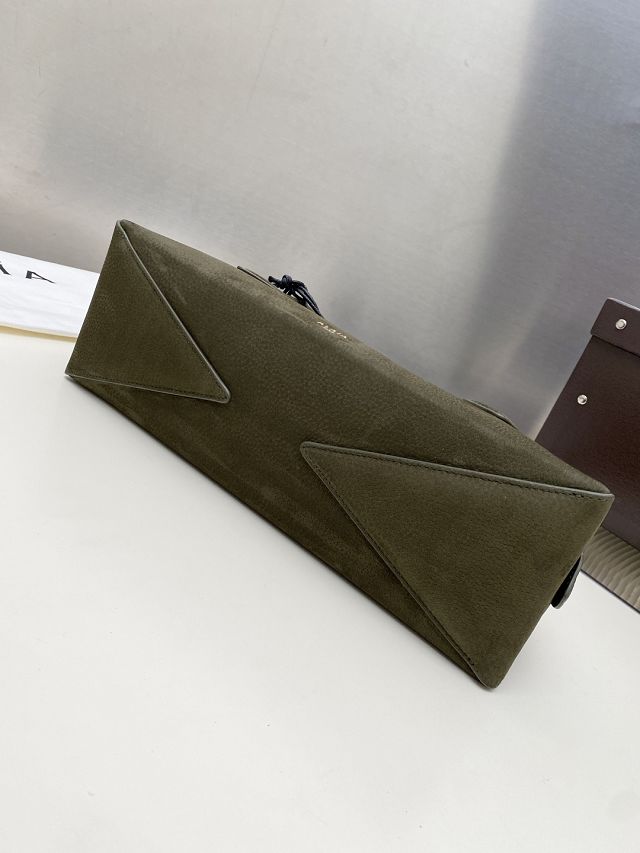 Alaia original nubuck calfskin le teckel medium bag AL0024 dark green