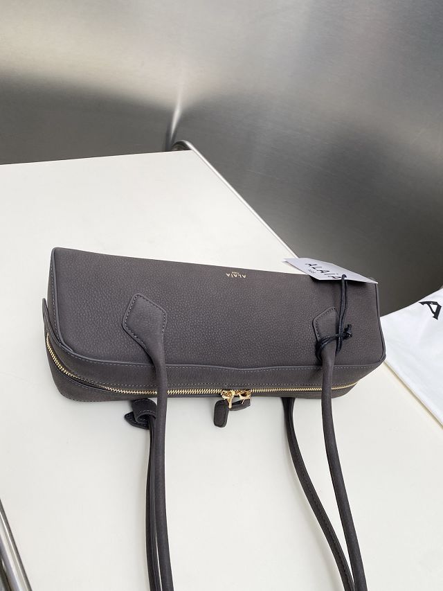 Alaia original nubuck calfskin le teckel medium bag AL0024 grey