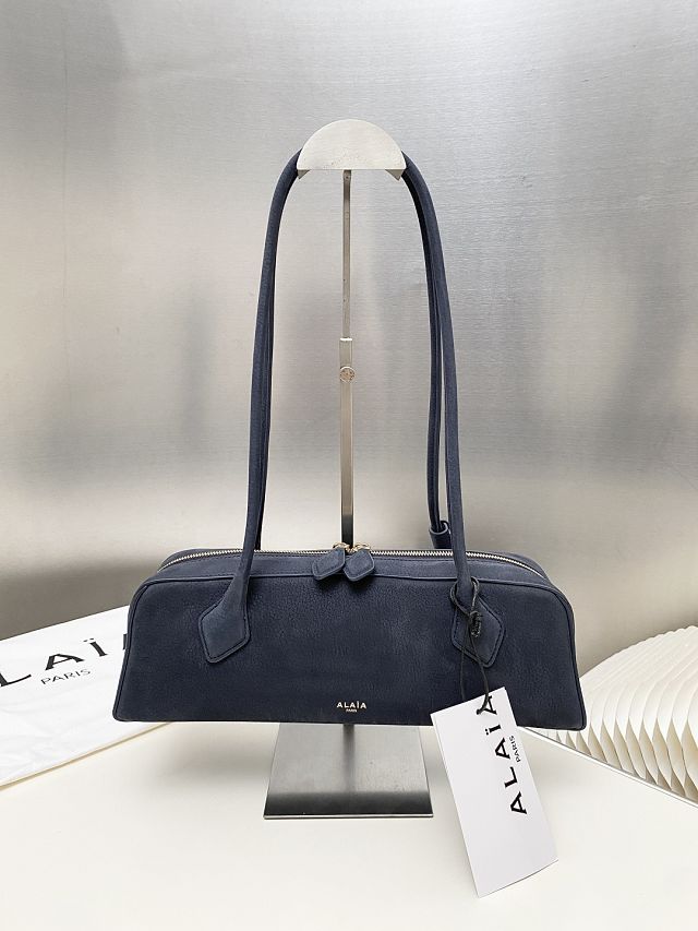 Alaia original nubuck calfskin le teckel medium bag AL0024 navy blue
