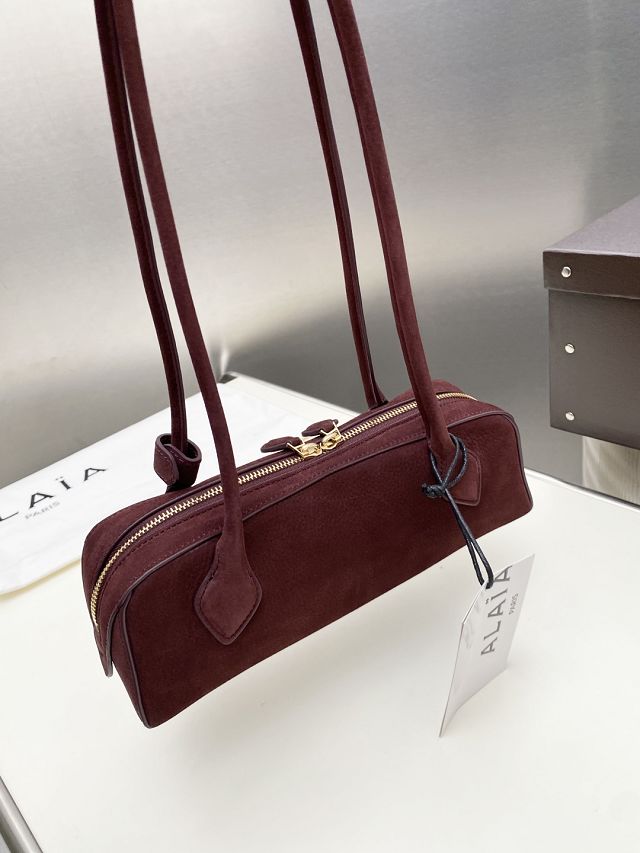 Alaia original nubuck calfskin le teckel small bag AL0023 bordeaux