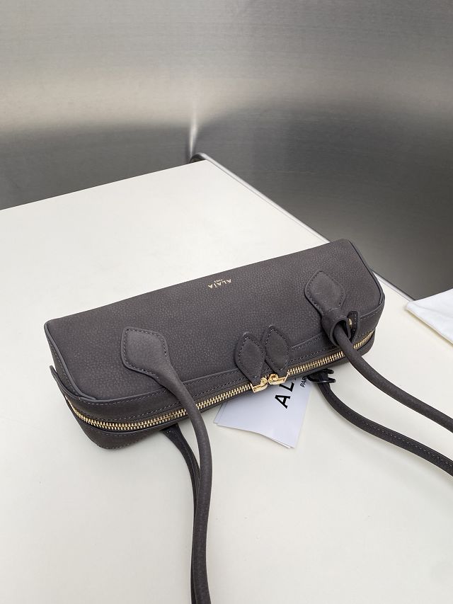 Alaia original nubuck calfskin le teckel small bag AL0023 grey