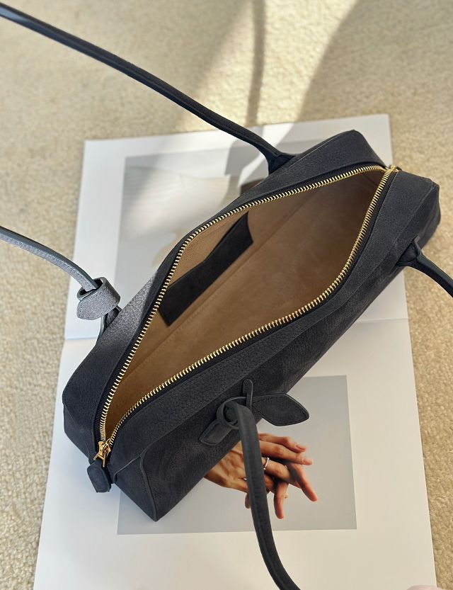 Alaia original nubuck calfskin le teckel small bag AL0023 navy blue