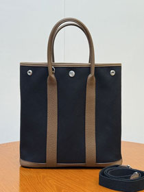 Hermes original canvas garden file 28 tote bg HG0028 black&brown