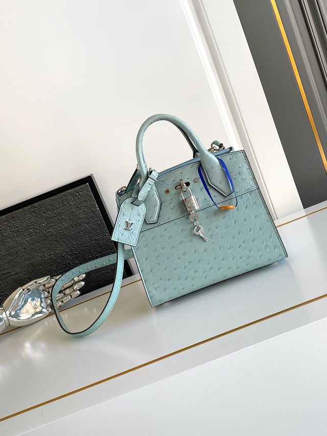 Louis vuitton original ostrich calfskin city steamer mini bag M85454 blue