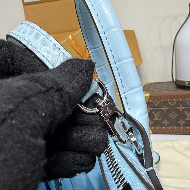 Louis vuitton original crocodile calfskin city steamer mini bag M95846 blue