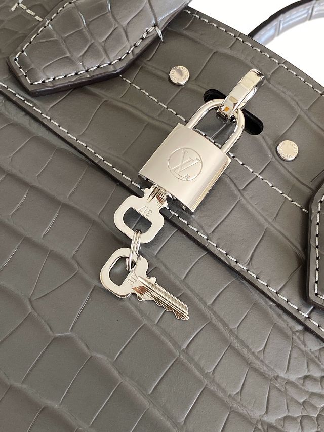 Louis vuitton original crocodile calfskin city steamer mini bag M95846 grey