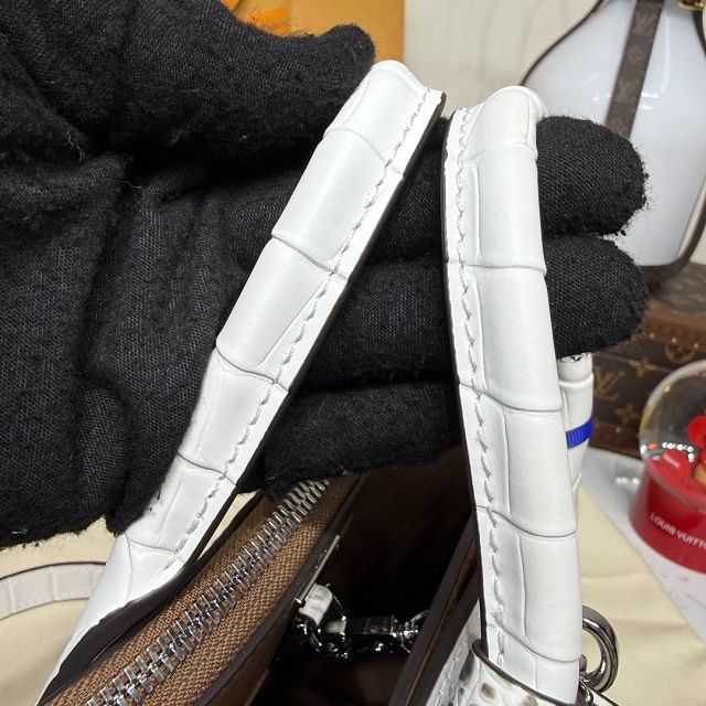 Louis vuitton original crocodile calfskin city steamer mini bag M95846 white