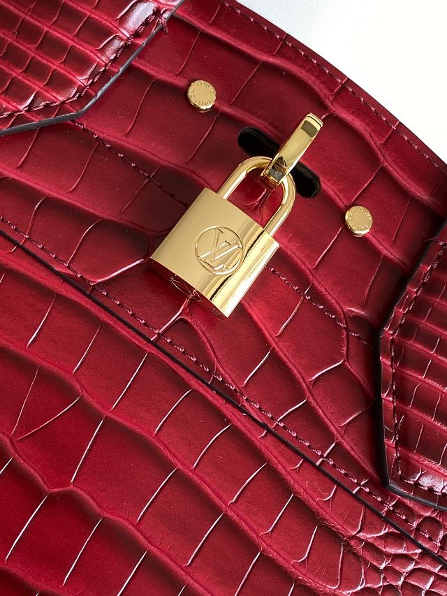 Louis vuitton original crocodile calfskin city steamer mm bag M84672 red