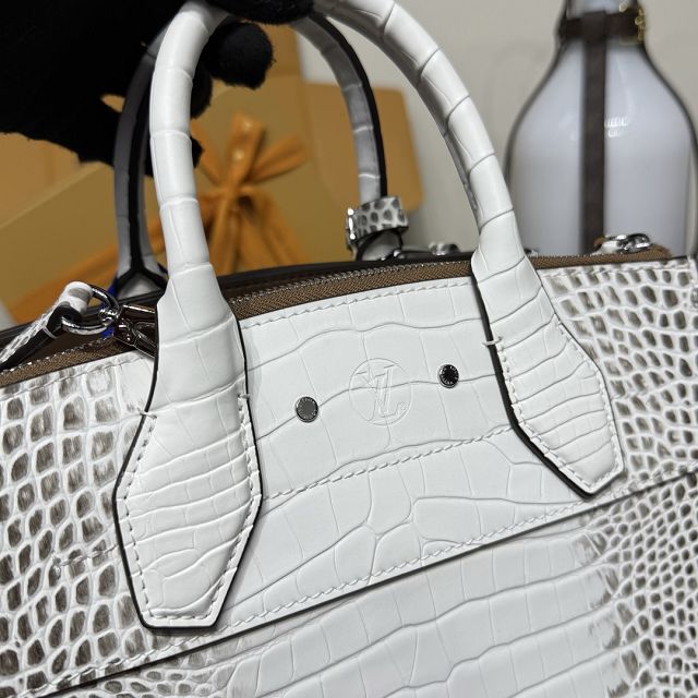 Louis vuitton original crocodile calfskin city steamer mm bag M84672 white