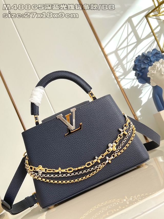 Louis vuitton original calfskin capucines BB handbag M26814 blue