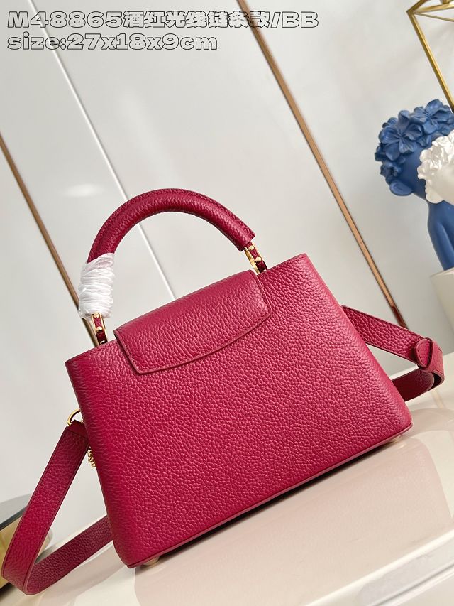 Louis vuitton original calfskin capucines BB handbag M26814 wine