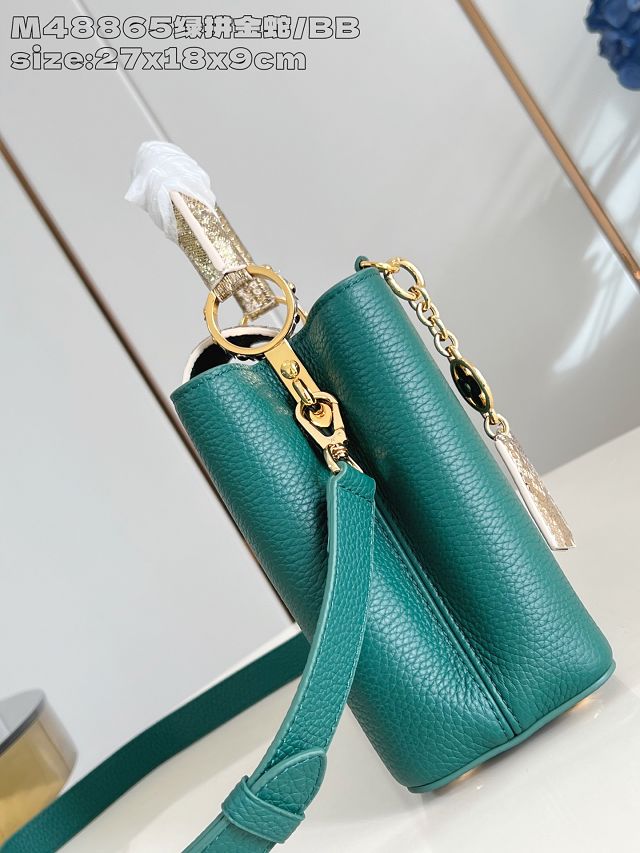 Louis vuitton original calfskin capucines BB handbag N89369 green