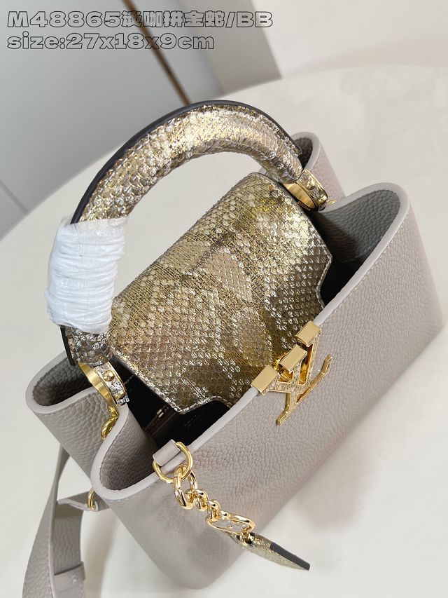 Louis vuitton original calfskin capucines BB handbag N89369 grey