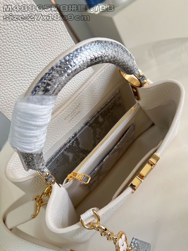Louis vuitton original calfskin capucines BB handbag N89369 white