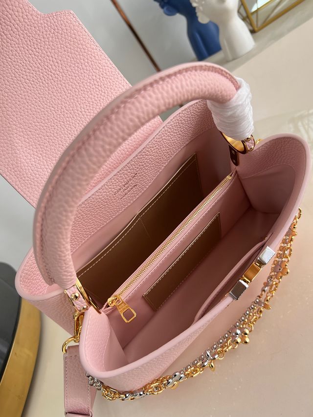 Louis vuitton original calfskin capucines MM handbag M27035 pink