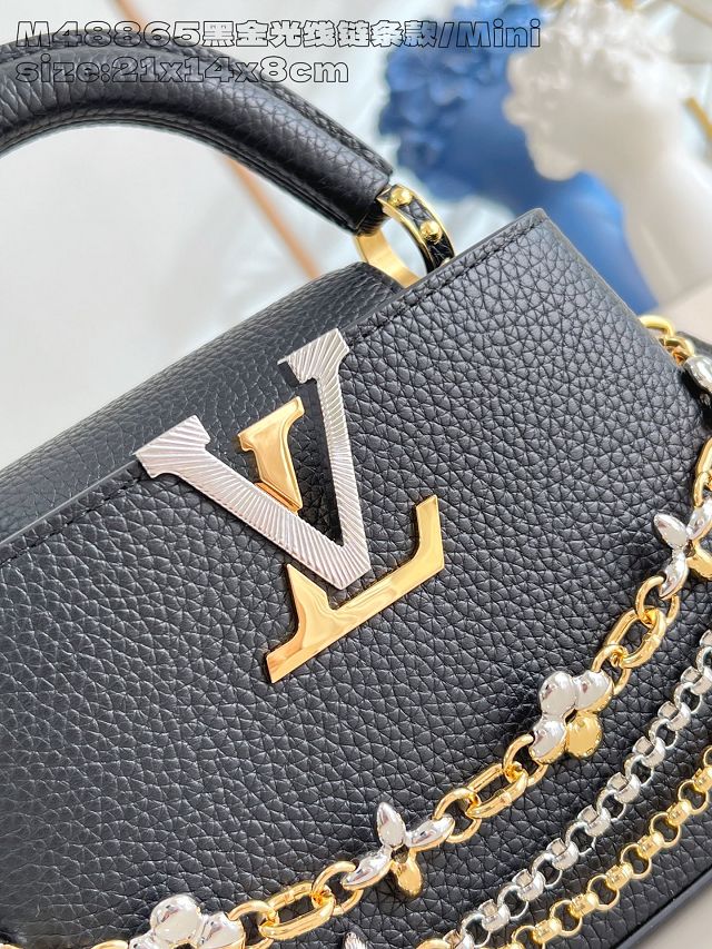 Louis vuitton original calfskin capucines mini handbag M26351 black