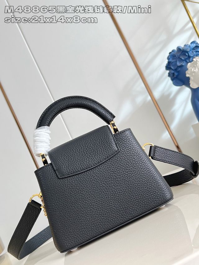 Louis vuitton original calfskin capucines mini handbag M26351 black