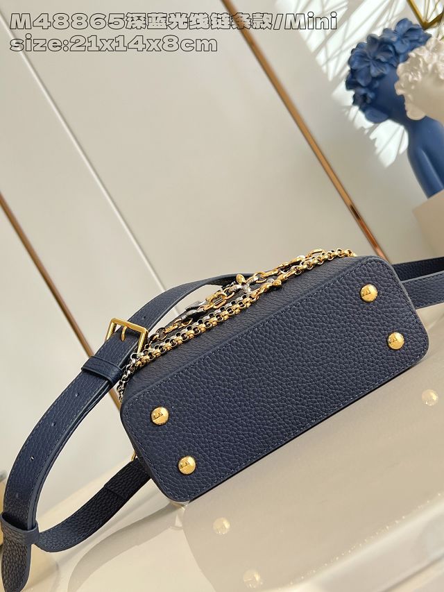 Louis vuitton original calfskin capucines mini handbag M26351 blue