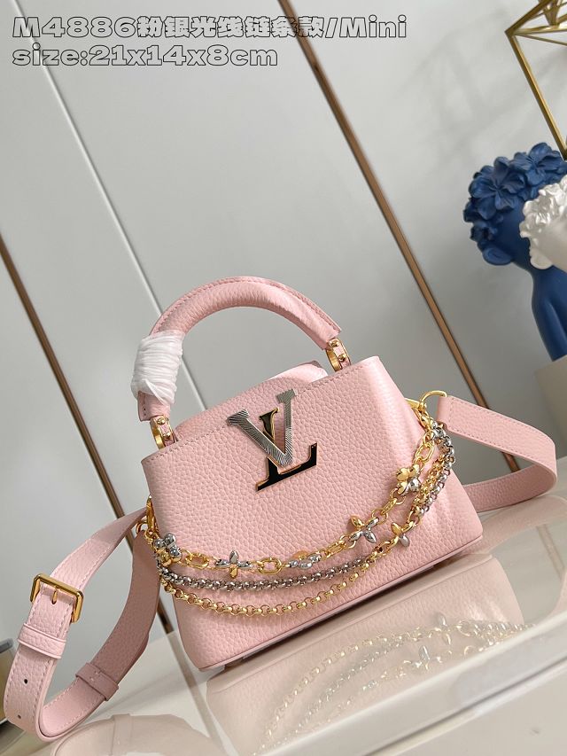 Louis vuitton original calfskin capucines mini handbag M26351 pink