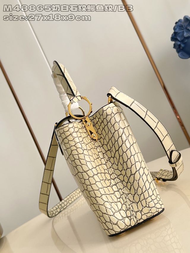 Louis vuitton original crocodile calfskin capucines BB handbag N93163 creme