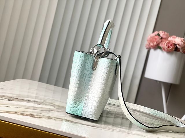 Louis vuitton original crocodile calfskin capucines BB handbag N93163 white&blue