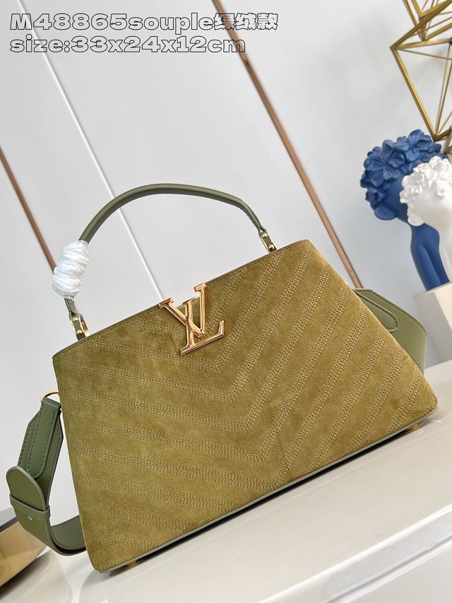 Louis vuitton original suede calfskin capucines MM souple M25485 green