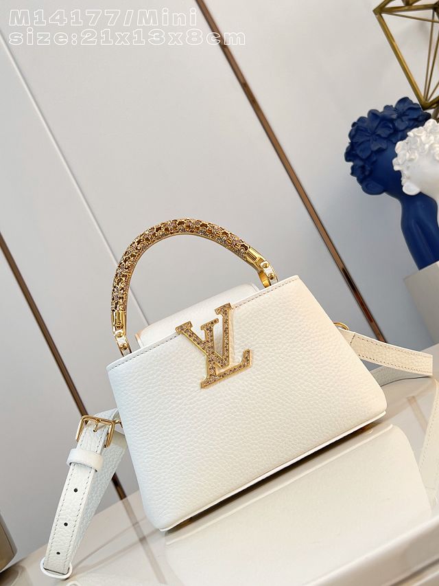 Louis vuitton original calfskin capucines mini handbag M13737 white