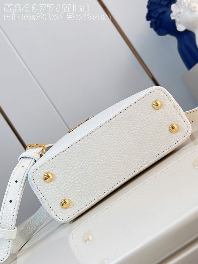 Louis vuitton original calfskin capucines mini handbag M13737 white