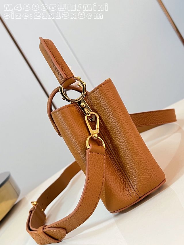 Louis vuitton original calfskin capucines mini handbag M22606 caramel