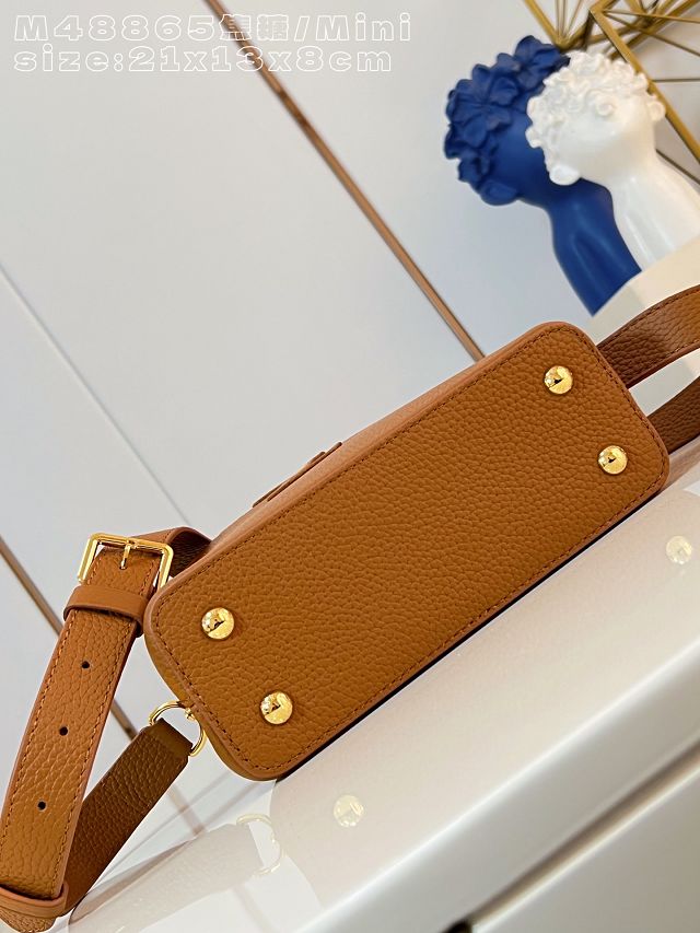 Louis vuitton original calfskin capucines mini handbag M22606 caramel