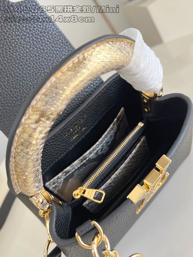 Louis vuitton original calfskin capucines mini handbag N85517 black