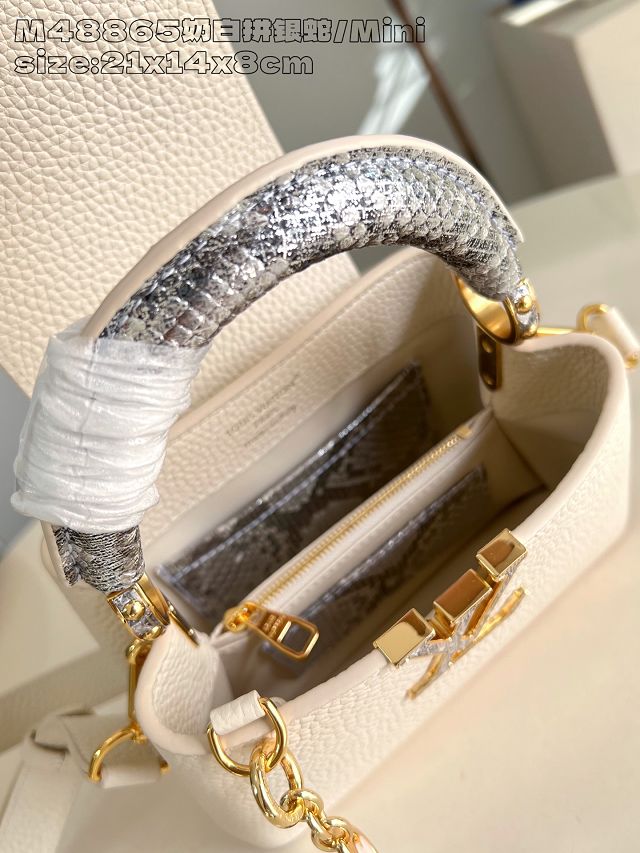 Louis vuitton original calfskin capucines mini handbag N85517 creme