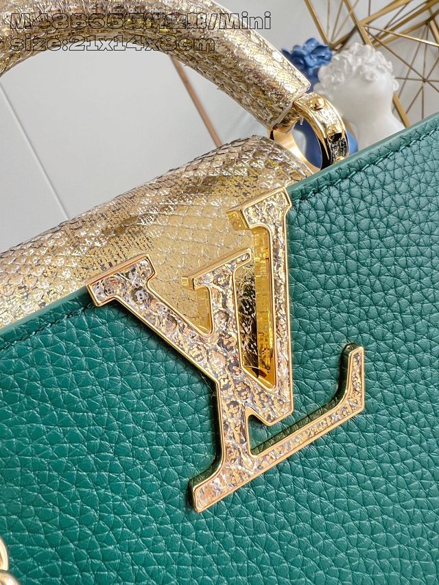Louis vuitton original calfskin capucines mini handbag N85517 green