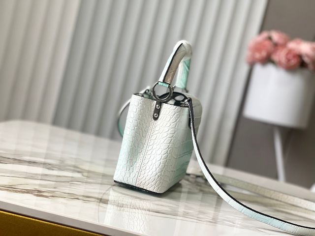 Louis vuitton original crocodile calfskin capucines mini handbag N93161 white&blue