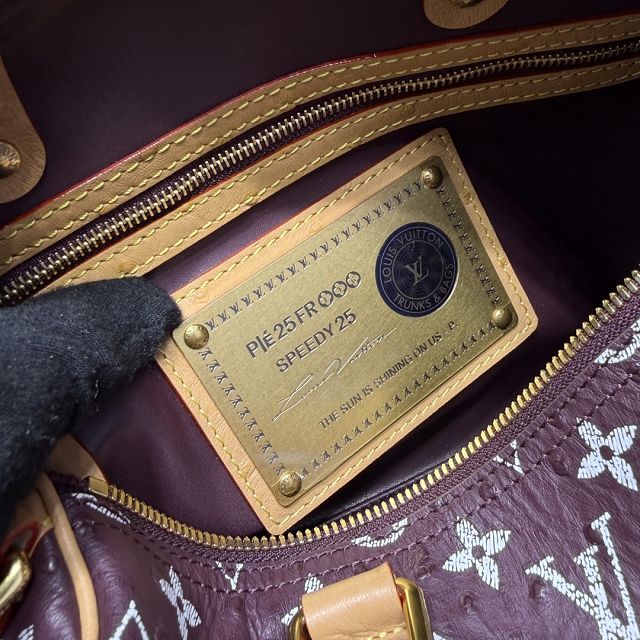 Louis vuitton original ostrich calfskin speedy P9 25 N13912 burgundy