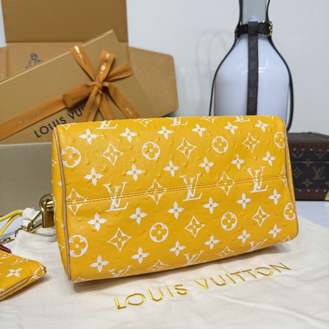 Louis vuitton original ostrich calfskin speedy P9 25 N13912 yellow