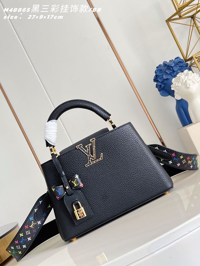 Louis vuitton original calfskin capucines BB handbag M28328 black