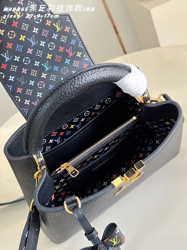 Louis vuitton original calfskin capucines BB handbag M28328 black