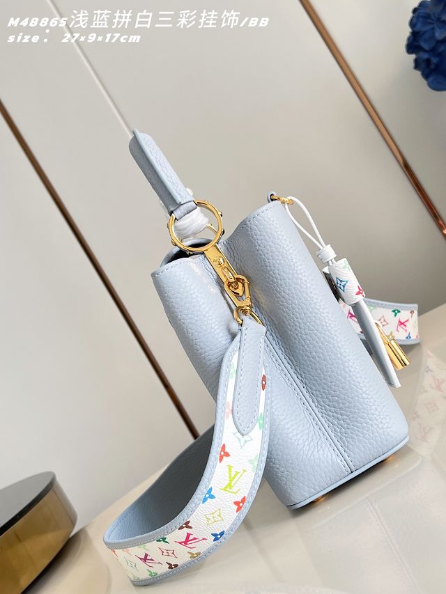 Louis vuitton original calfskin capucines BB handbag M28328 light blue