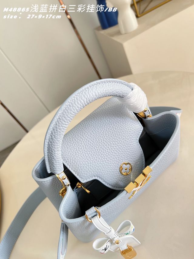 Louis vuitton original calfskin capucines BB handbag M28328 light blue