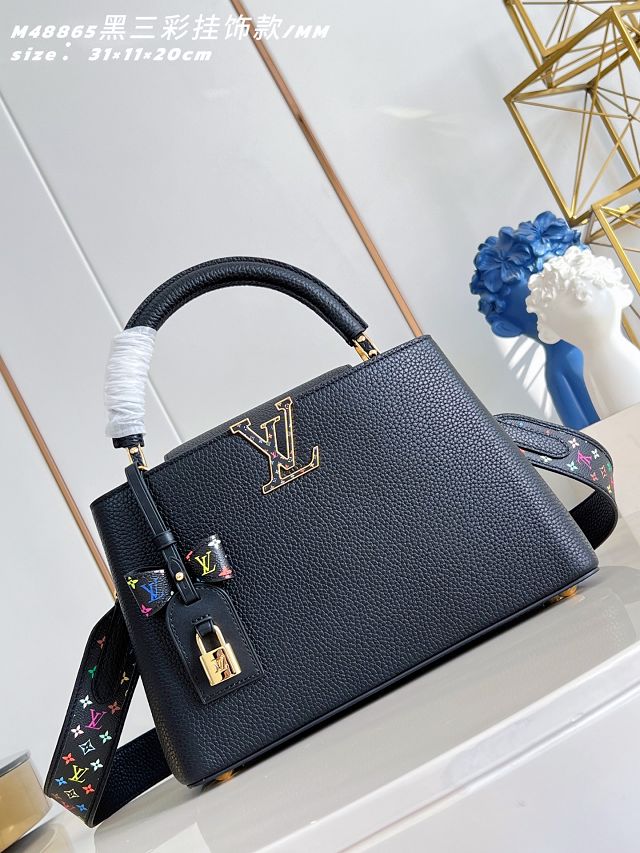 Louis vuitton original calfskin capucines MM handbag M59227 black