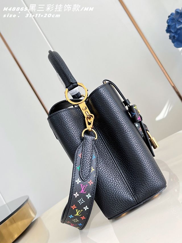 Louis vuitton original calfskin capucines MM handbag M59227 black