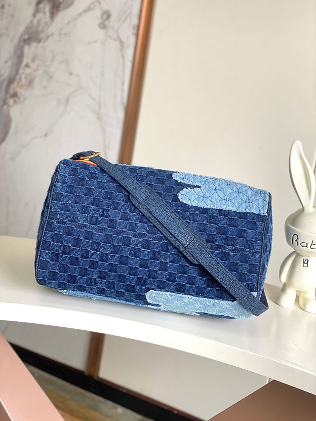 Louis vuitton original denim sac speedy 40 M15277 blue