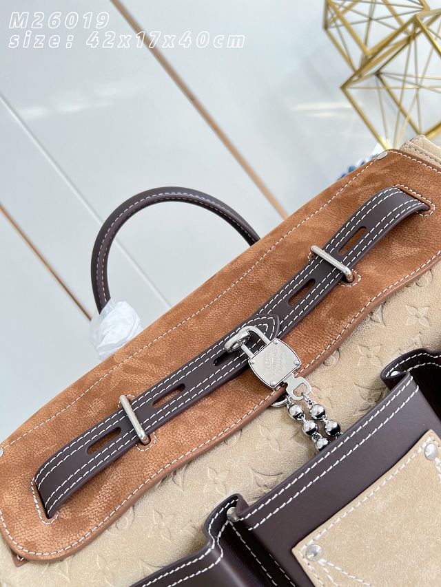 Louis vuitton original suede steamer 40 handbag M26019 tan