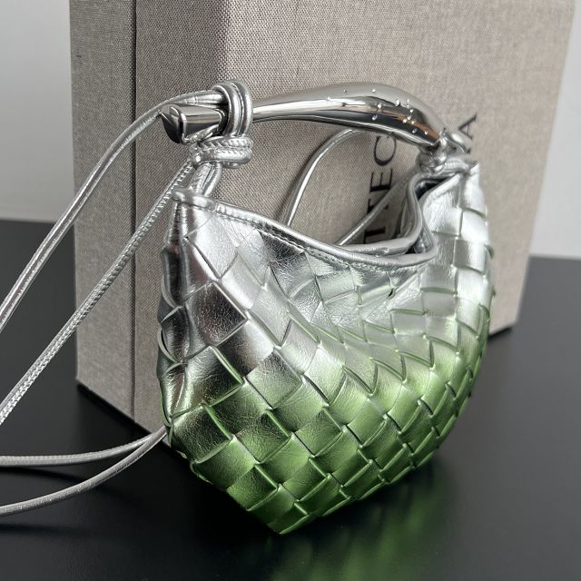 BV original lambskin mini sardine bag 744267 silver&green