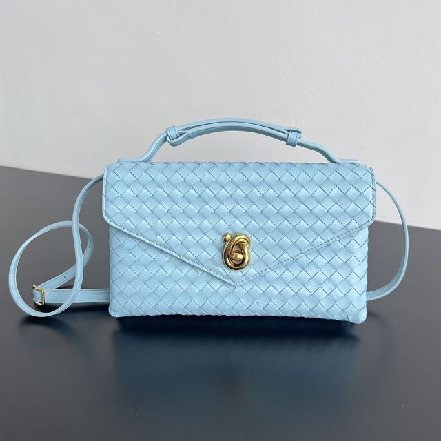 BV original lambskin knot lock bag 817191 light blue