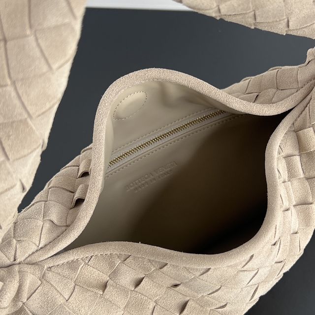 BV original suede calfskin medium hop bag 796262 light taupe