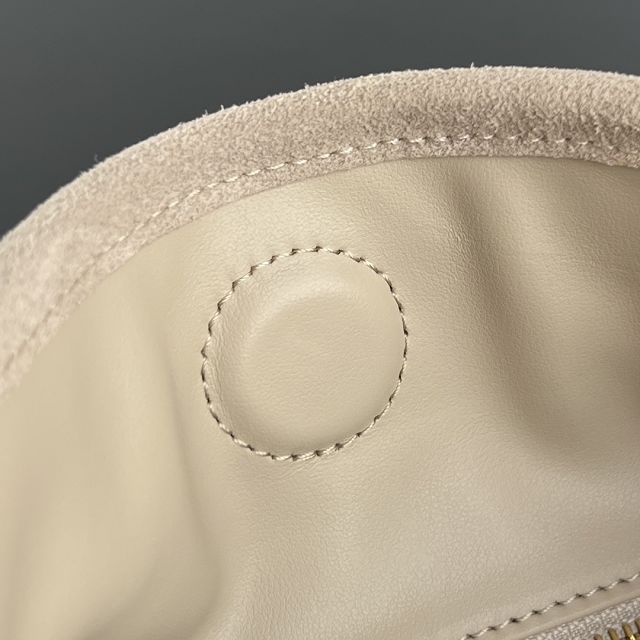 BV original suede calfskin medium hop bag 796262 light taupe