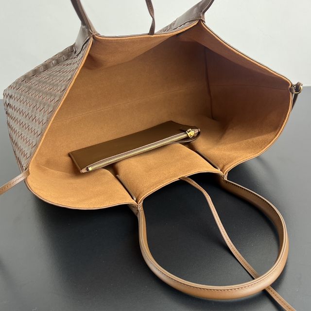 BV original calfskin large pinacoteca tote bag 817166 nocciola