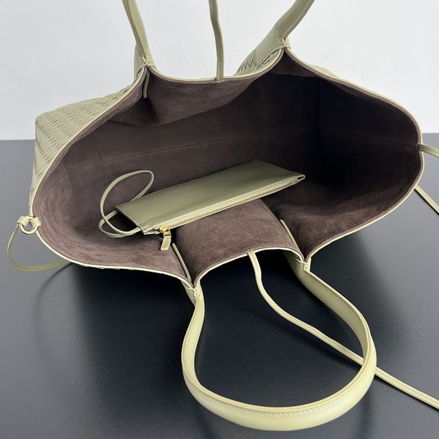 BV original calfskin large pinacoteca tote bag 817166 travertine